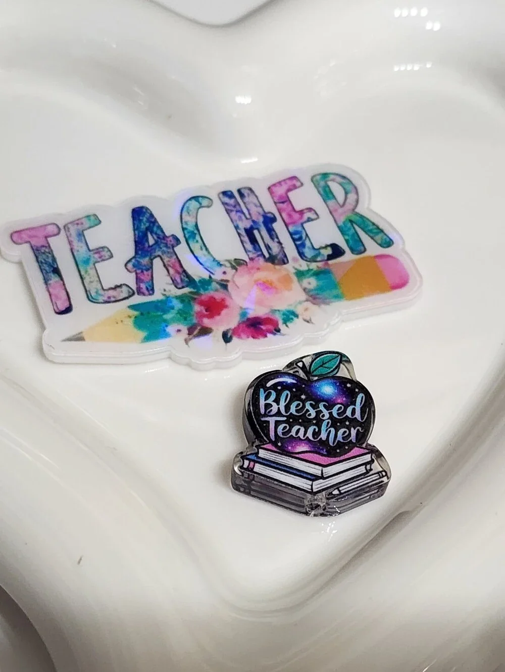 Teacher Flatback Focal Bead Blessed Badge Crafts Keychain Magnet Bag‎ Clip Hair
